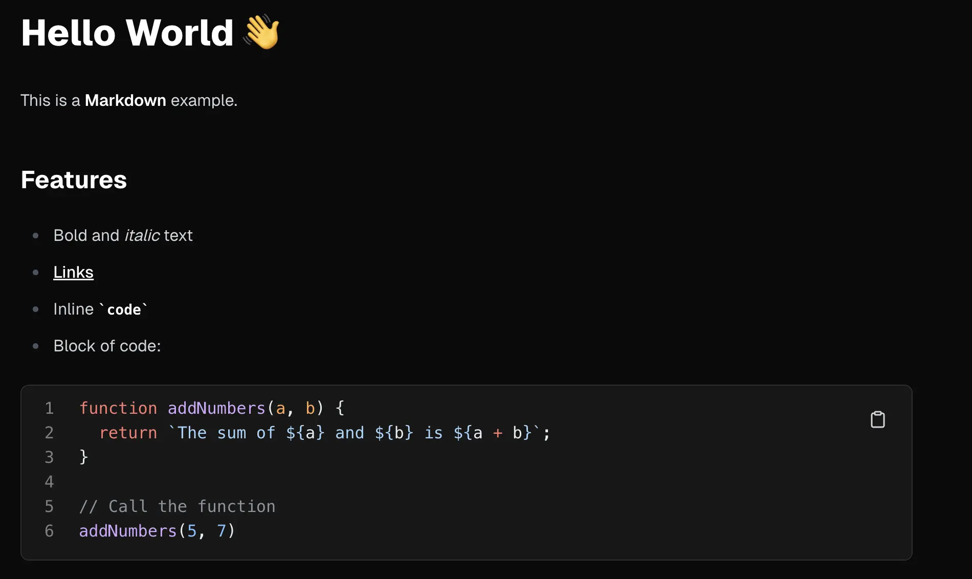 Markdown component preview